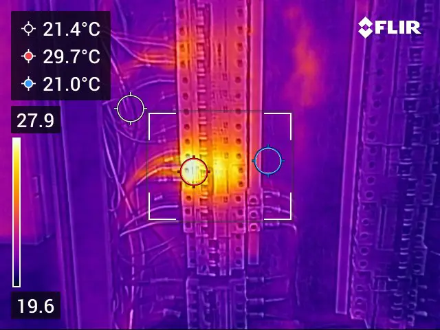 Teste de análise termográfica em painel elétrico